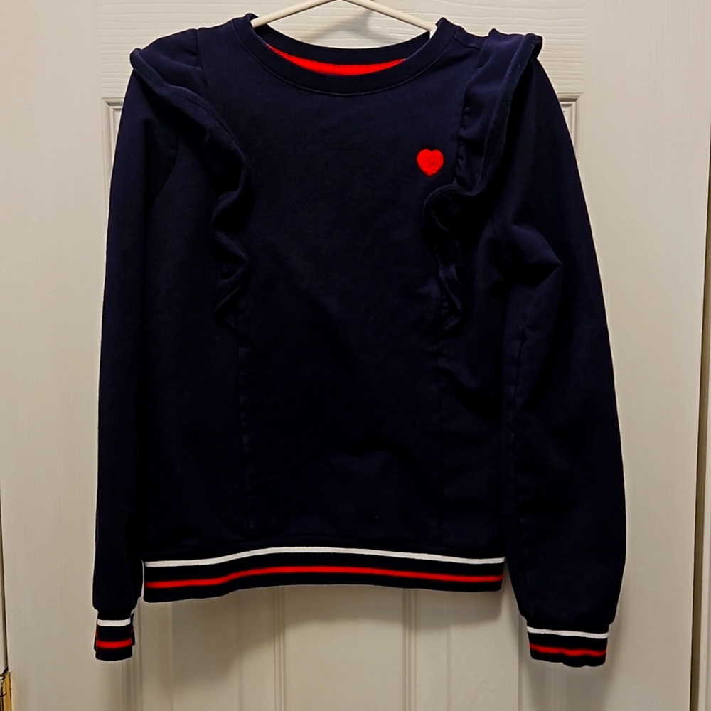 Janie and Jack Navy Blue Long Sleeve Ruffled Sweatshirt